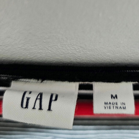 Gap Romper Women's Size M Black/White Stripes Belted Stretch Nautical Casual - Picture 4 of 6